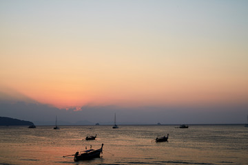 Naklejka premium Sunset the beach of Ao Nang Krabi