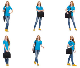 Fototapeta premium Young student isolated on white