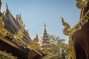 Beautiful Thai architecture Buddhist temple at Wat Ram Poeng (Tapotaram) temple, Chiang Mai,...