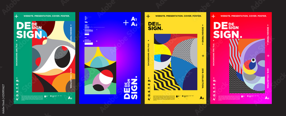 Poster abstract fun color pattern cartoon texture for doodle geometric background. vector trend shape for b