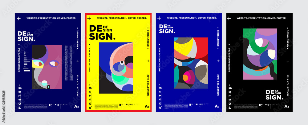 Poster abstract fun color pattern cartoon texture for doodle geometric background. vector trend shape for b