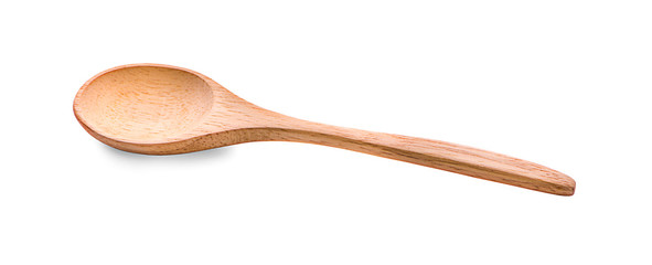 Used wooden spoon isolated