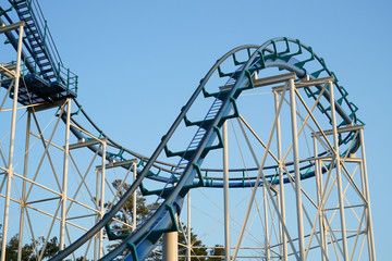   close up on roller coaster track