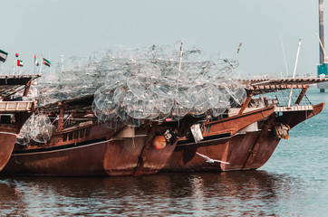 Obraz premium Traditional fishing vessel docked in the harbour