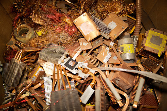 Pile of metal parts to be recycled 