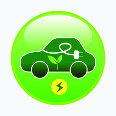 electric car or electric vehicle with green energy concept to save the   energy. easy to modify