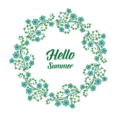 Vector illustration greeting card hello summer with design flower frame hand drawn