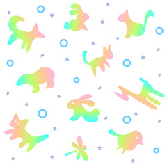 Colorful animals. Seamless pattern. Vector illustration