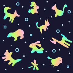 Naklejka na ściany i meble Colorful animals. Seamless pattern. Vector illustration