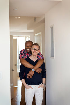 Portrait of smiling homosexual couple 