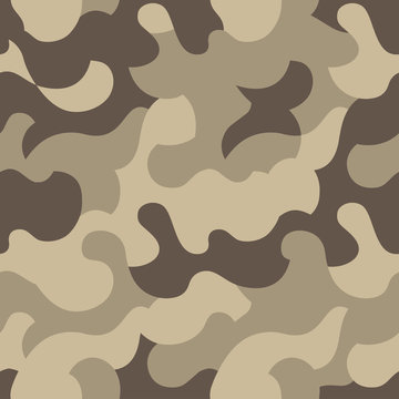 Classic brown camouflage, military texture, seamless camo pattern. Desert color . Vector