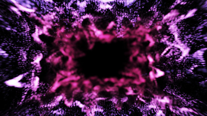 Abstract background with copy space for your text. Colorful tunnel of particles.