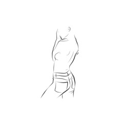 abstract face one line drawing. Portrait minimalistic style . One line. Single line drawing