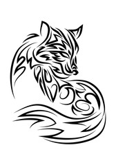 dog sit tattoo over isolated white background