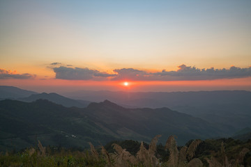 Beautiful sunrise on mountain at morning.