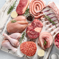 Raw meat - beef, pork, lamb, chicken