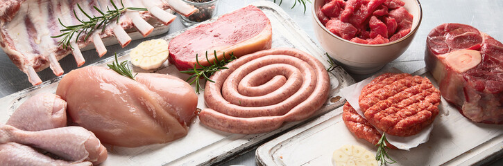 Raw meat - beef, pork, lamb, chicken