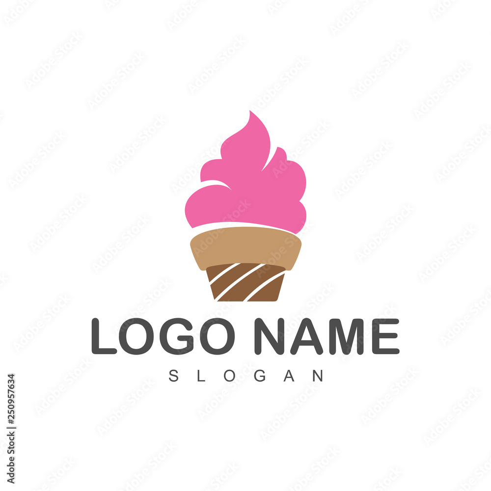 Wall mural ice cream logo design template