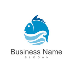 fish wave logo template