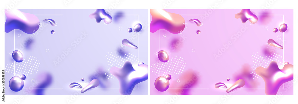 Poster shiny fluid art abstract on blurred background in two color option. can be used as broucher, poster 