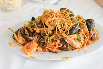 Spaghetti with seafood