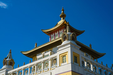 Fototapeta premium The golden abode of Buddha Shakyamuni in the city of Elista. It is one of the largest Buddhist temples in Europe
