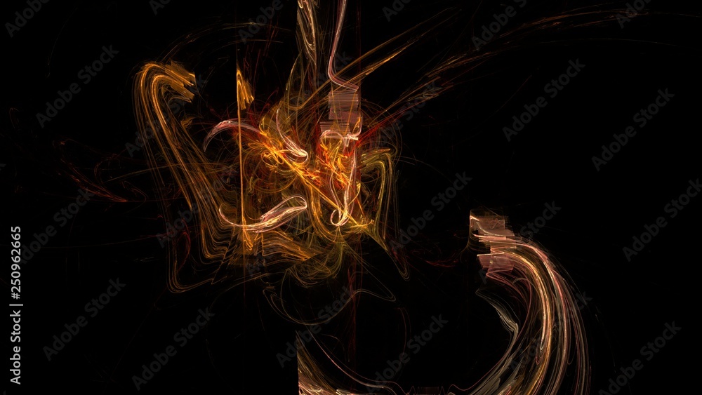 Aufkleber fantasy chaotic colorful fractal pattern. abstract fractal shapes. 3d rendering illustration backgro