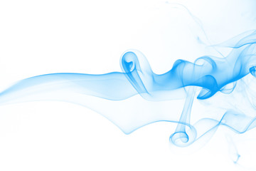 Blue smoke abstract on white background. ink water on white