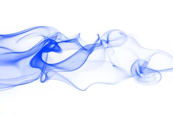  Blue smoke abstract on white background. ink water on white © apimook
