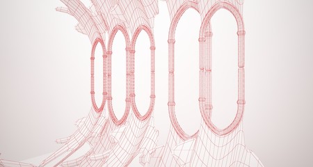 Abstract drawing white gothic interior . 3D illustration and rendering.