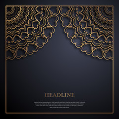 Gold and black greeting card template in retro style. Great design for any purposes: invitation, flyer, menu, brochure or leaflet