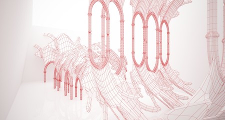 Abstract drawing white gothic interior . 3D illustration and rendering.