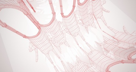 Abstract drawing white gothic interior . 3D illustration and rendering.