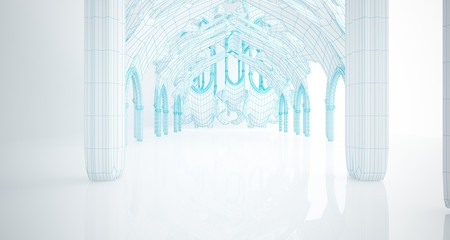 Obraz premium Abstract drawing white gothic interior . 3D illustration and rendering.