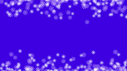 Abstract background with a variety of colorful snowflakes. Big and small.