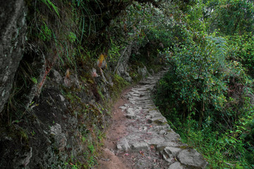 Obraz premium way to the last Inca bridge, Machu Picchu in Peru - lost city of Inca