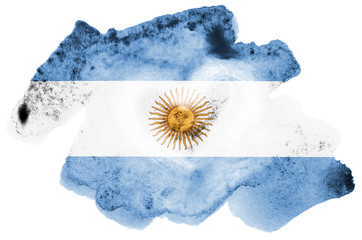 Argentina flag  is depicted in liquid watercolor style isolated on white background