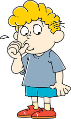 Cute boy sucking his thumb - Vector