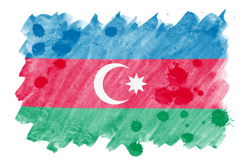 Azerbaijan flag is depicted in liquid watercolor style isolated on white background