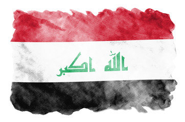 Iraq flag  is depicted in liquid watercolor style isolated on white background