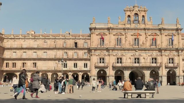 SALAMANCA, SPAIN Plaza Mayor, (main square) was built in the period from 1729 to 1756, in baroque style
