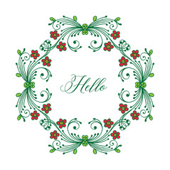 Vector illustration write hello with texture floral frame hand drawn