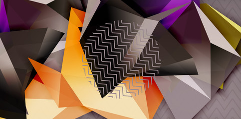 Color geometric abstract background, minimal abstraction design with mosaic style 3d shape
