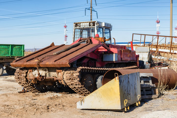 Special equipment on the track is on the territory of chemical plant