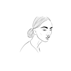 abstract face one line drawing. Portrait minimalistic style . One line. Single line drawing.