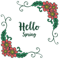 Vector illustration greeting card hello spring with various forms of flower frames hand drawn