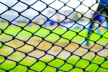 Naklejka premium football goal net with blur background