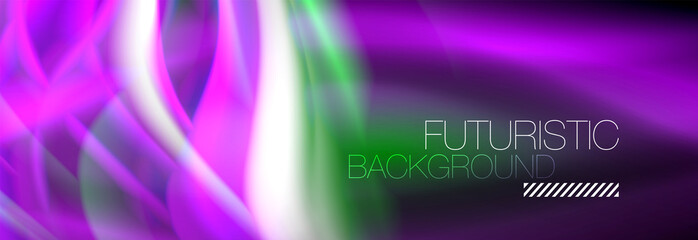 Fluid color neon wave lines background, neon liquid color futuristic paint template