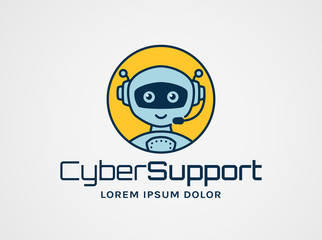 Robotic customer support. Vector logo.