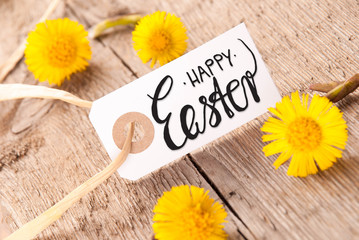 Naklejka premium White Label, Dandelion, English Calligraphy Happy Easter